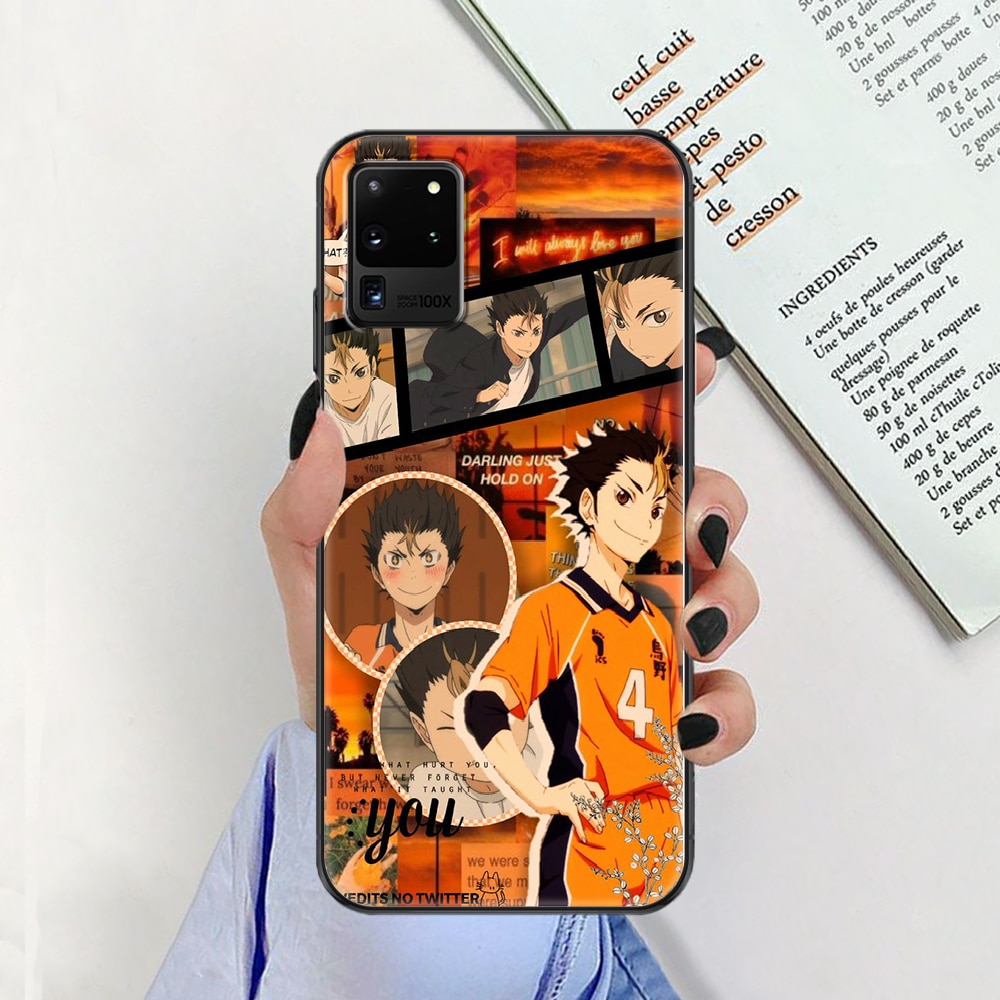 Yu Nishinoya Haikyuu Phone case For Samsung Galaxy Note 4 8 9 10 20 S8 S9 S10 S10E S20 Plus UITRA Ultra black silicone bumper