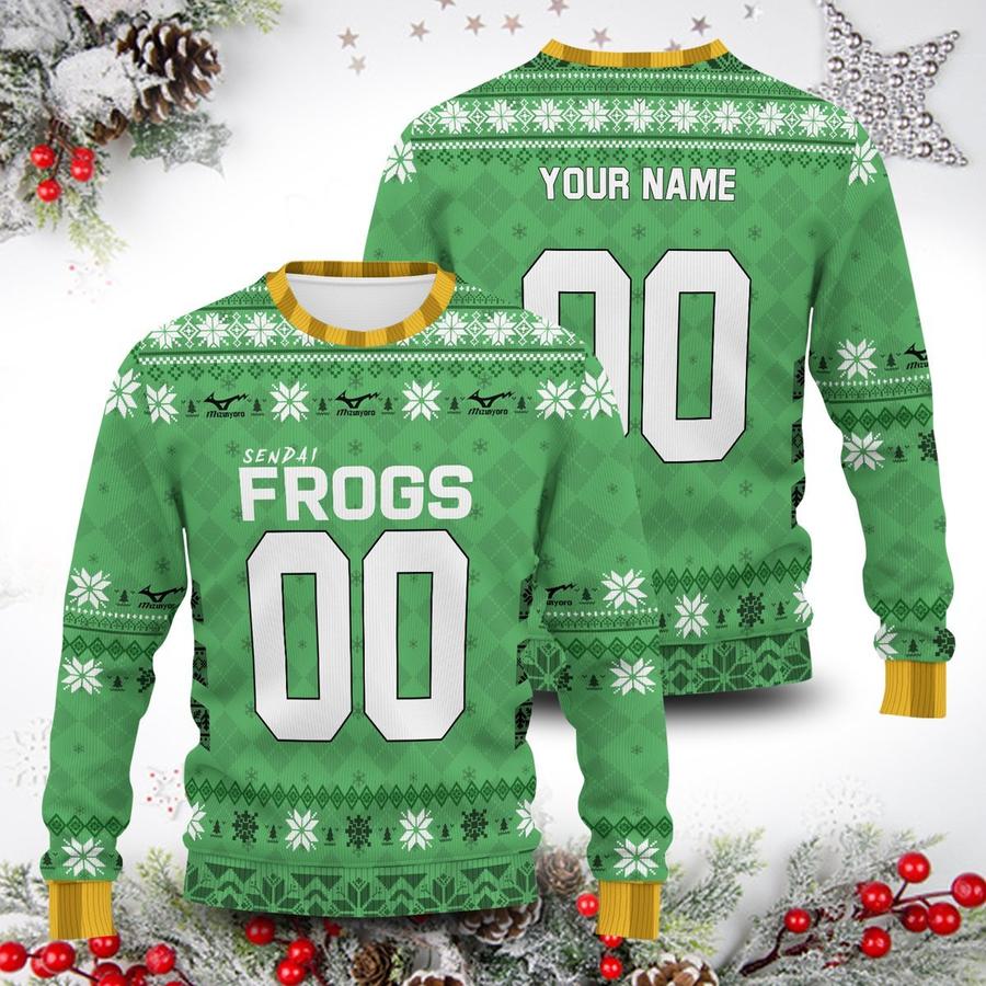 personalized sendai frogs unisex wool sweater - Haikyuu Merch Store